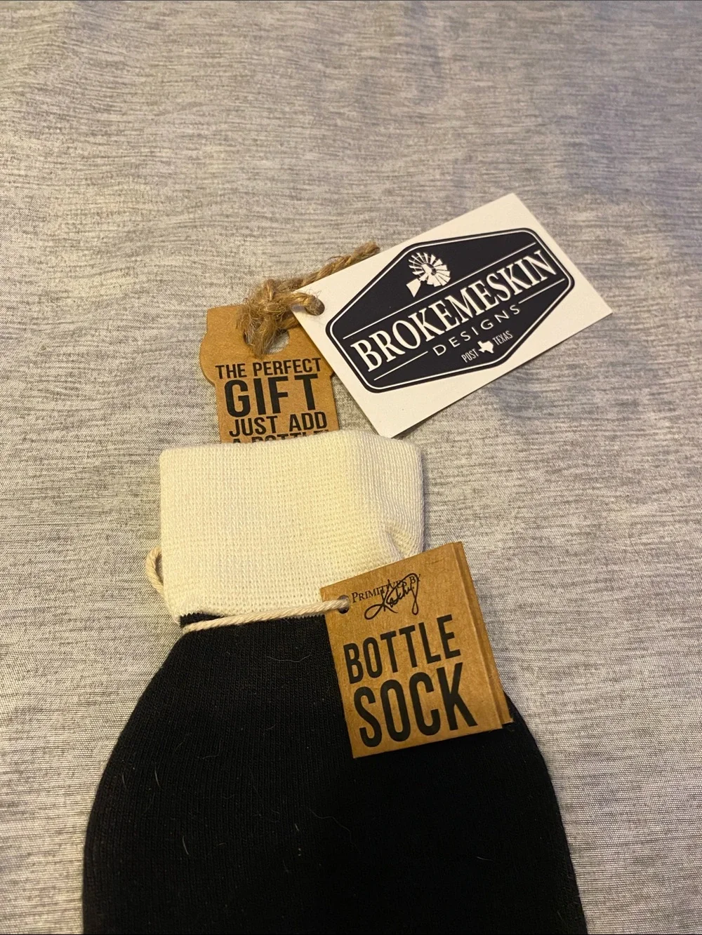 Primitives By Kathy Wine Bottle Sock Black & Ivory NWT